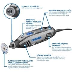 Dremel 4250-6/128 Gravür Seti Taşlama El Motoru