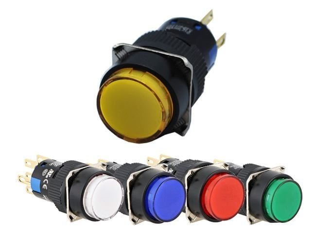 Tron 16mm Yuvarlak Ledli Kalıcı Buton