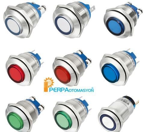 19mm IP67 Ledli Metal Sinyal Lambası