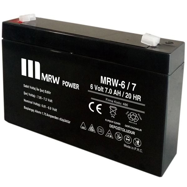 Mrw Power 6V 7AH Bakımsız Kuru Akü