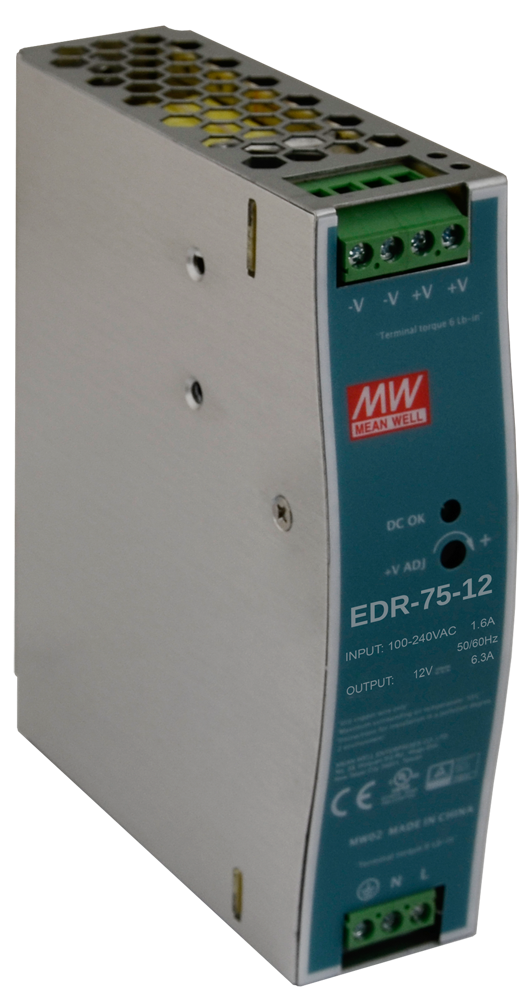 MeanWell 75W 12VDC 6,3A 90~264VAC Ray Montaj Güç Kaynağı