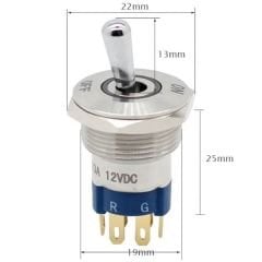 19mm IP67 Rgb Led Işıklı Metal Toggle Anahtar