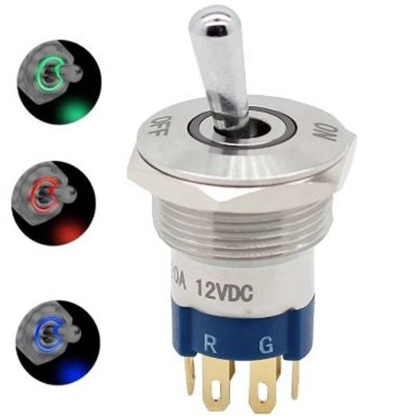 16mm IP67 Rgb Led Işıklı Metal Toggle Anahtar