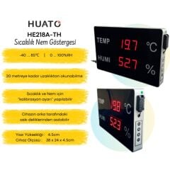 HE218A-TH Büyük LED Ekranlı Endüstriyel Sıcaklık ve Nem Ölçer