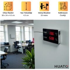 HE218A-TH Büyük LED Ekranlı Endüstriyel Sıcaklık ve Nem Ölçer