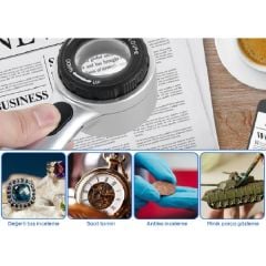 Skalalı Işıklı Büyüteç 30X Şarj Edilebilir | 4 Renkli Led