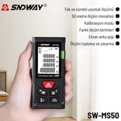 Sndway SW-MS50 50M Lazermetre Lazer Mesafe Ölçer