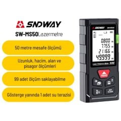 Sndway SW-MS50 50M Lazermetre Lazer Mesafe Ölçer