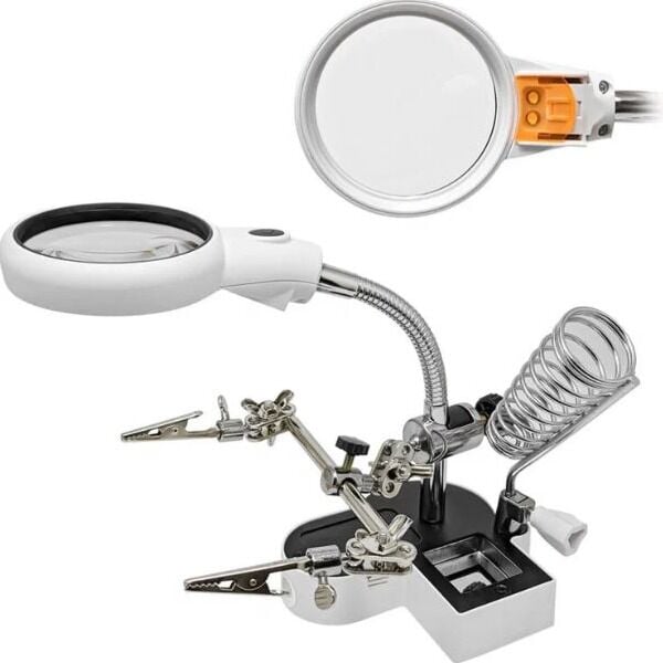 MG16126AC1 Ledli Büyüteçli Bord Tutuculu Havya Standı