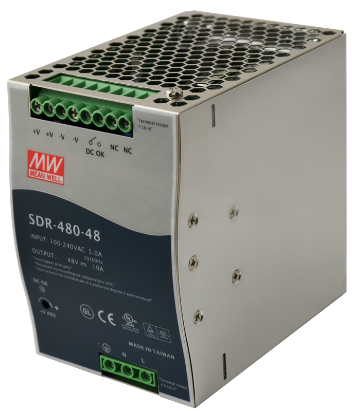 Meanwell 480W 48V 10.0A 88-264V SDR Minyatür Ray Montaj Güç Kaynağı