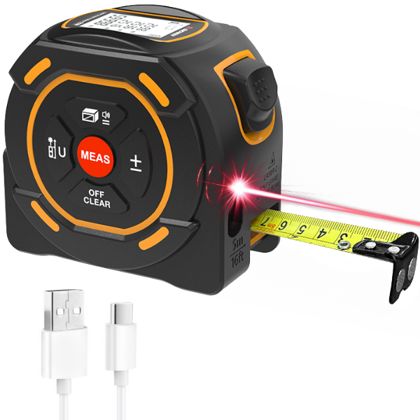Sndway SW-TM60A Lazer Mesafe Ölçerli Şerit Metre | 60m + 5m
