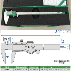 İnsize 1103-300 Absolute Dijital Kumpas 0-300mm