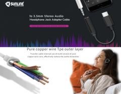 Sunline 192421 Type-C 3.5 mm Lightning Kulaklık Ses Çevirici
