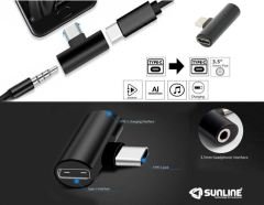Sunline 192423 Type-C Kulaklık ve Şarj Dönüştürücü Adaptör