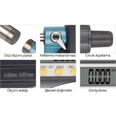 SHAHE 5202 0-25mm Dijital Dış Çap Mikrometresi