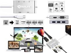 Sunline 170694 Type-C USB 3.0 Hub 5in1 Dönüştürücü