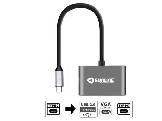 Sunline 170681 Usb Type-C Çoklu Portlu Dönüştürücü Adaptör