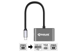Sunline 170681 Usb Type-C Çoklu Portlu Dönüştürücü Adaptör