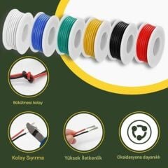6 Renk 18Awg 30 Metre Montaj Kablosu Seti