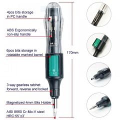 Proskit SD-9810A 10l'u Otomatik Yüklemeli Cırcırlı Tornavida Seti