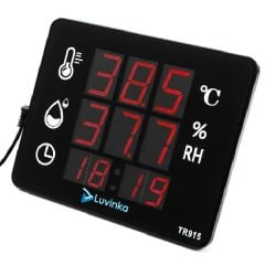 Luvinka TR915 Dijital Termo&Higrometre | Saat-Alarm-21cm Ekran