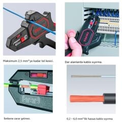 Knipex 12 62 180 Otomatik Kablo Soyma Sıyırma Pensesi