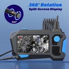 Monitörlü 360 Dönen 5Metre Sert Tel Kablolu Yılan Kamera Boroskop