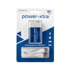 Power-Xtra 9V 1000mAh Lityum Şarjlı Pil - Type C