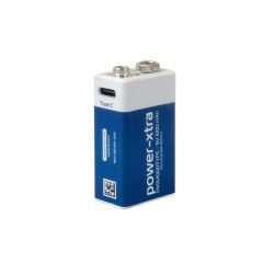 Power-Xtra 9V 1000mAh Lityum Şarjlı Pil - Type C