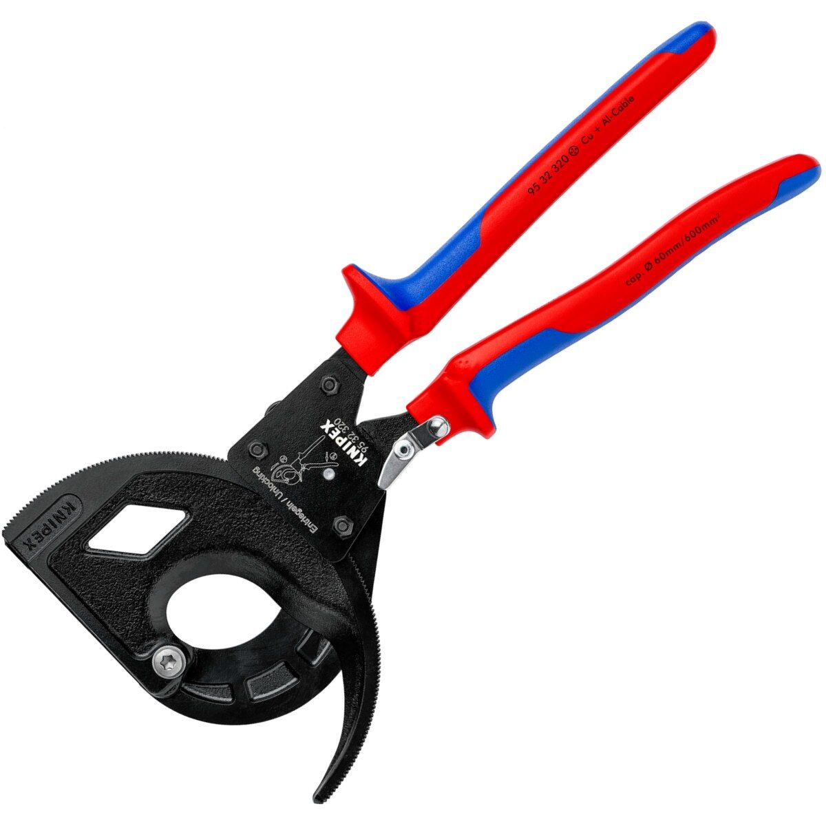 Knipex 95 32 320 Cırcır Mekanizmalı Kablo Kesme Makası