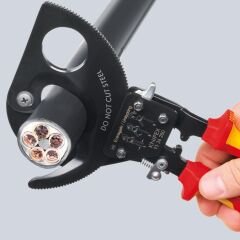 Knipex 95 36 280 Cırcır Mekanizmalı Vde Kablo Kesme Makası