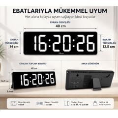 DİJİ150 RGB Renkli Büyük Ekranlı Dijital Saat | Uzaktan Kumandalı