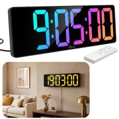 DİJİ150 RGB Renkli Büyük Ekranlı Dijital Saat | Uzaktan Kumandalı