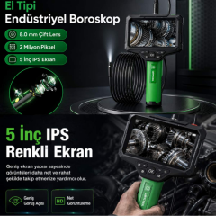 Wipcool ADE200 Çift Lensli Endüstriyel Boroskop Yılan Kamera 5 Metre