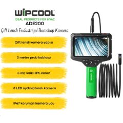 Wipcool ADE200 Çift Lensli Endüstriyel Boroskop Yılan Kamera 5 Metre