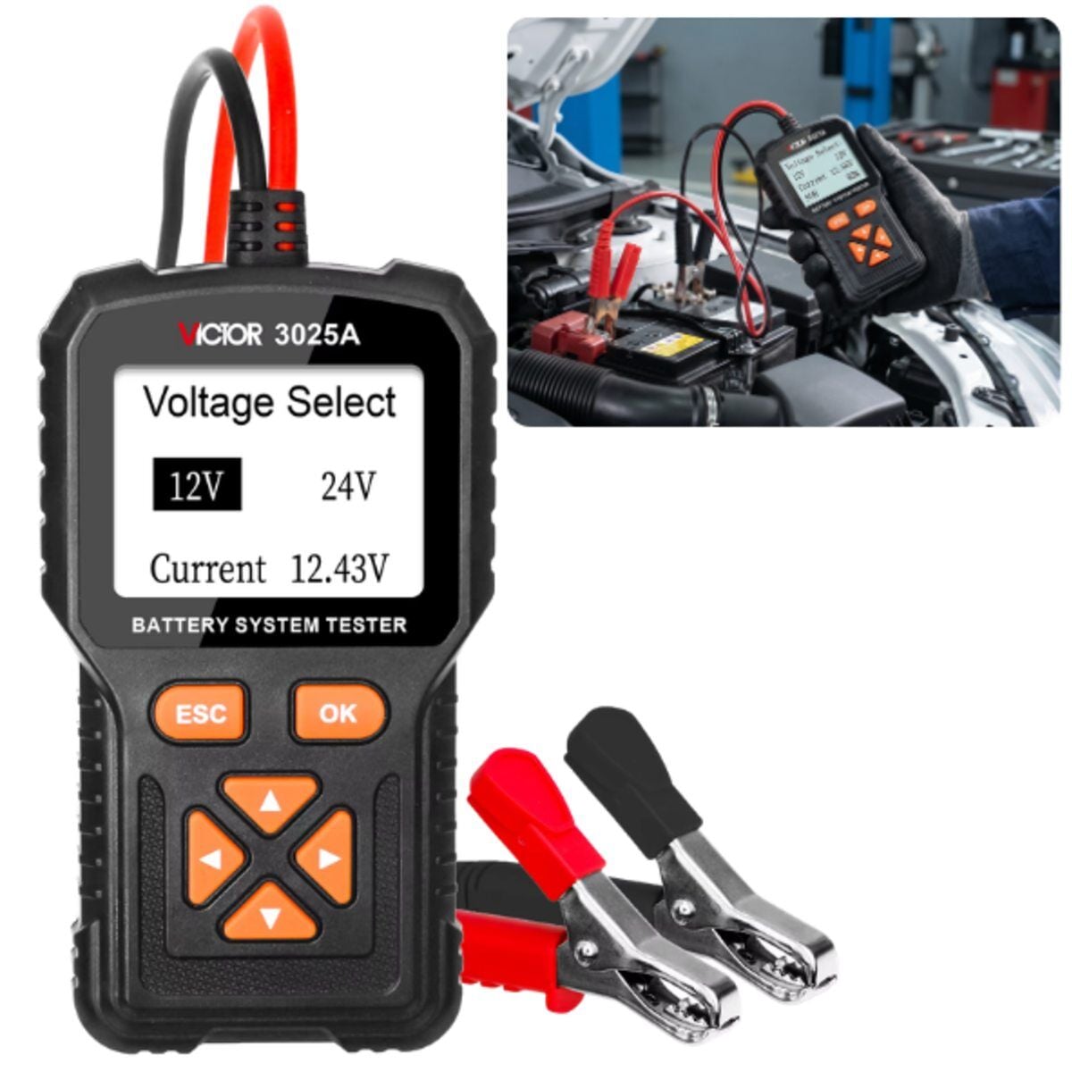 Victor 3025A 12V 24V Dijital Akü Test Cihazı