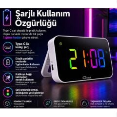 Loyka NEO RGB Mini Renkli Dijital Led Duvar ve Masa Saati