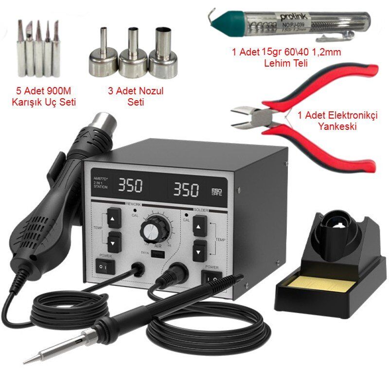 Atetool AM877D+ 820W Sıcak Hava Üflemeli Havya İstasyonu