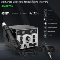 Atetool AM877D+ 820W Sıcak Hava Üflemeli Havya İstasyonu