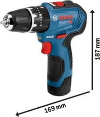 Bosch Akülü Darbeli Vidalama Matkabı GSB 12V-30 (2 x 2,0 Ah Akü) - 06019G9100