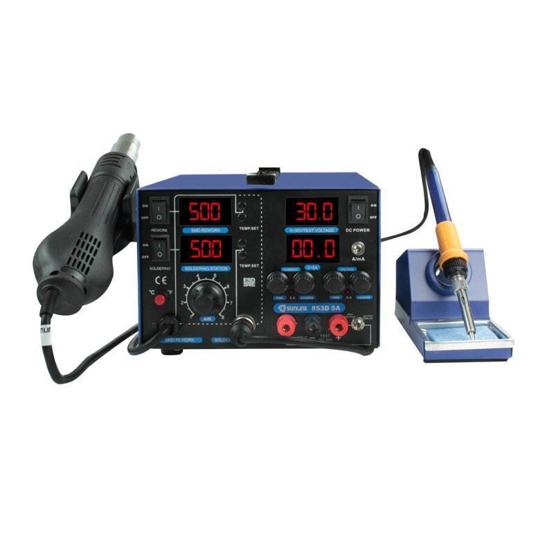 Sunline 853D 5A Sıcak Hava Üfleme-Isı Kontrollu Lehimleme-30V 5A Güç Kaynağı