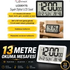 Loyka LCD75 Dijital LCD Saat Termometre | Tarih, Sıcaklık ve Nem Göstergeli