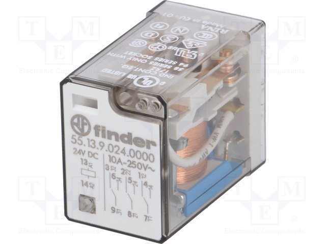55.13.9.024.0000 Finder 3 Kontaklı 24V-DC iğne bacaklı Röle