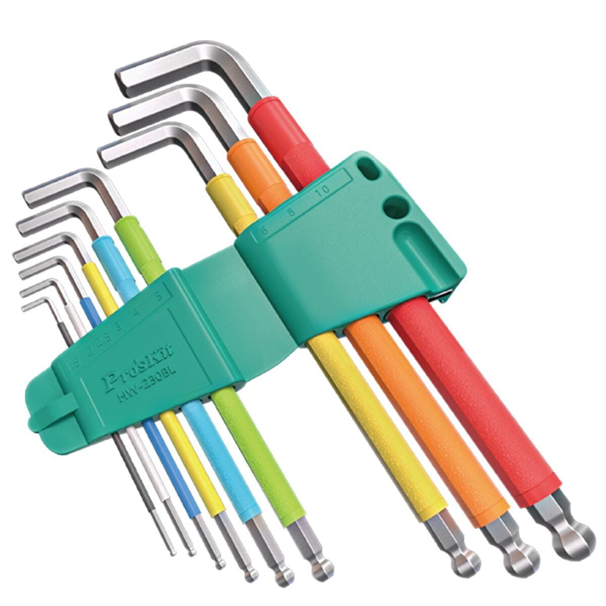 Proskit HW-230BL Uzun Top Başlı Renkli Alyan Anahtar Seti