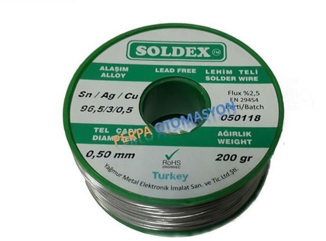 Soldex Sn96.5 Ag3 Cu0.5 0,5mm Kuruşunsuz Lehim Teli 200 Gr