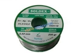 Soldex Sn96.5 Ag3 Cu0.5 0,5mm Kuruşunsuz Lehim Teli 200 Gr