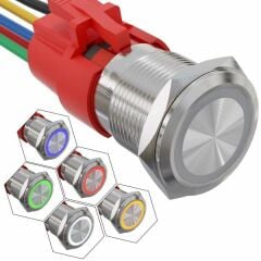 19mm İp65 Led Işıklı Soketli ve Kablolu Metal Kalıcı Buton