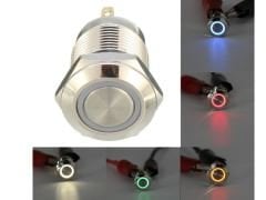 16mm Ledli Yaylı Metal Su Gecirmez Buton 6-24vdc
