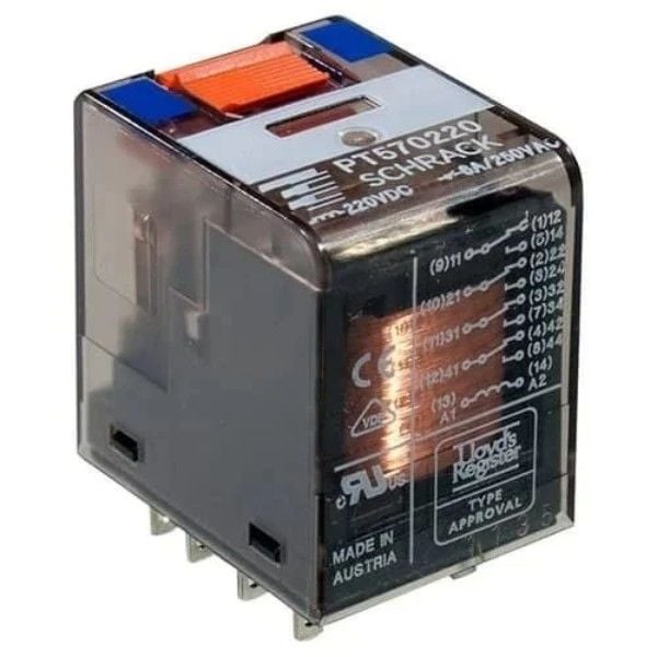 Schrack PT570220 220VDC 4C/O 6A End. Röle Test Butonlu