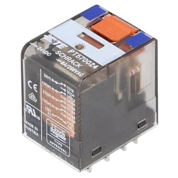 Schrack PT570024 24VDC 4C/O 6A End. Röle Test Butonlu